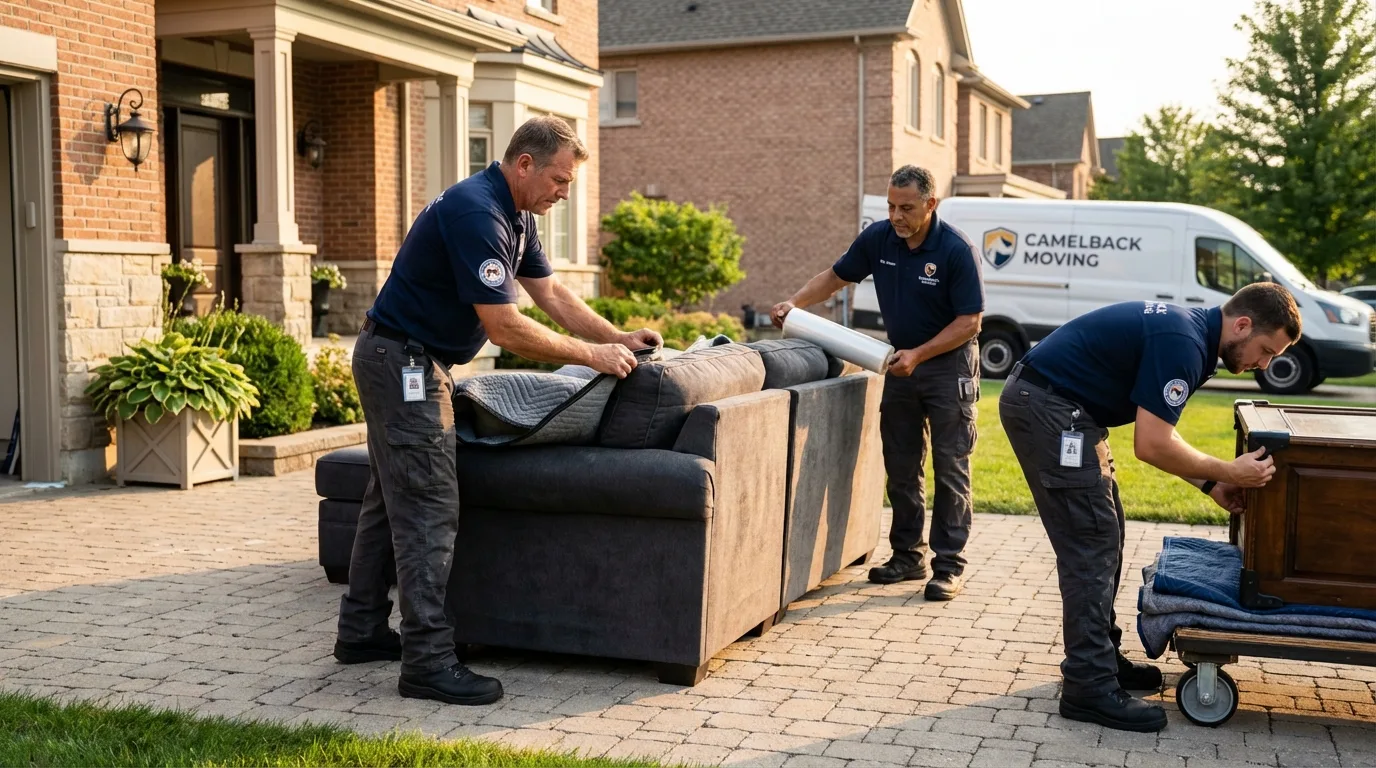 Large estate moving crew wrapping furniture in Culver City, CA